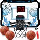 Indoor Basketball Hoop for Kids with Scoreboard Over the Door Basketball Hoop with 3 Balls Basketball Toys Gifts for 5 6 7 8 9 10 11 Years Old Boys Girls Mini Hoop for Bedroom and Birthday/Christmas