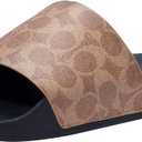 COACH mens Slide Sandal (10, Tan Signature)