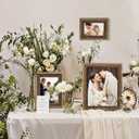 ArtbyHannah 2 Pack 5x7 Picture Frame Set, Rustic Picture Frames with Farmhouse Brown Texture for Tabletop Display or Wall Mount in Home Decor