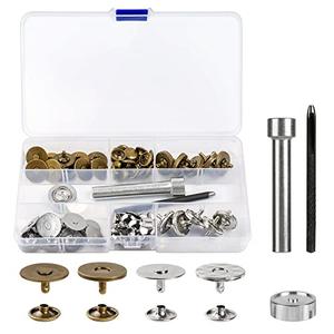 Sopnom 15 Sets 18MM Magnetic Buttons Clasp Snaps Fastener with Install Tool Magnetic Round Snaps DIY Craft Buttons Kit for Sewing, Craft, Purses, Bags, Clothes, Leather (Round)