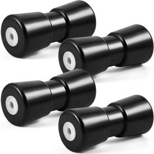 Frienda 4 Pcs 8in/12in Heavy Duty Boat Trailer Roller Robust Rubber Bow Roller Bow Stop Boat Trailer Parts Replacement Accessories Black Rubber Shaft Keel