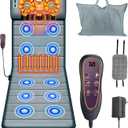 Full Body Massage Mat with Heat,Massage Mattress with Shiatsu Neck Massager & Movable Neck Back Massager Pillow,10 Vibrating Motors,9 Massaging Modes & Timer for Back Leg Pain Relief