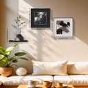 3-piece Bohemian gallery wall decoration set, 2 high-definition crystal porcelain frame abstract prints+wooden elephant sculptures+artificial green plants, soft black border frame, minimalist wall art for living room and bedroom entrances, 15.75"x15.75"