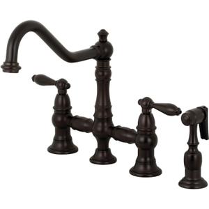 Kingston Brass KS3275ALBS Restoration Kitchen Faucet With Side Sprayer, 9-7/ 16 Inch in Spout Reach, Oil Rubbed Bronze