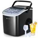 ecozy Portable Countertop Ice Maker - 9 Ice Cubes in 6 Minutes, 26 lbs Daily Output, Self-Cleaning with Ice Bags, Scoop, and Basket for Kitchen, Office, Bar, Party - Black