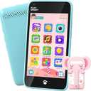 MOMILLA Kids Toys Smart Phone with 3.97" Touchscreen 220+ Educational Games Toddler Toys Phone, Music Player 16GB Storage Christmas Birthday Gifts for 3-9 Year Old Girls (Front Camera Only)