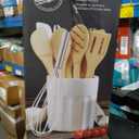 Mason Silicone Cooking Utensils, 12pcs Silicone Cooking Utensils Kitchen Utensil Set, Heat Resistant Kitchen Cookware with Wooden Handle for Nonstick Cookware, White