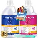 JDiction Fast Cure Epoxy Resin, 1Gallon 4 Hours Demold Epoxy Resin Kit - Crystal Clear, Bubble-Free, Not-Yellowing, Self-Leveling for Art Resina, Jewelry, Craft, Fast Casting & Easy Mix Epoxy Resina