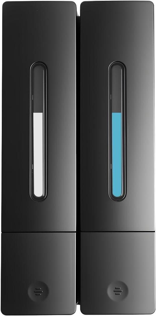 2-Pack Shampoo & Conditioner Dispenser, Wall-Mounted Shower Soap Dispenser, 800 ML (2400 ML) Capacity, No-Drill Adhesive or Screws, Refillable Clear-Window Bottles for Bathroom & Hotel