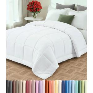 Queen Size, White Alternative Down Comforter - Warm and Lightweight - Luxury and Breathable Hotel Quality Bedding Set - All Season Fluffy and Cozy Oversized Cooling Microfiber Duvet Insert Comforter