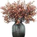 JAKY-Global Babys Breath Silk Artificial Flowers 6 Bundle European Fake Flowers Decor Wedding Party Fall Stems Decoration Bouquets DIY Home Garden,Farmhouse,Living Room Decor (Beige Brown-6pcs) (6 Bundles)