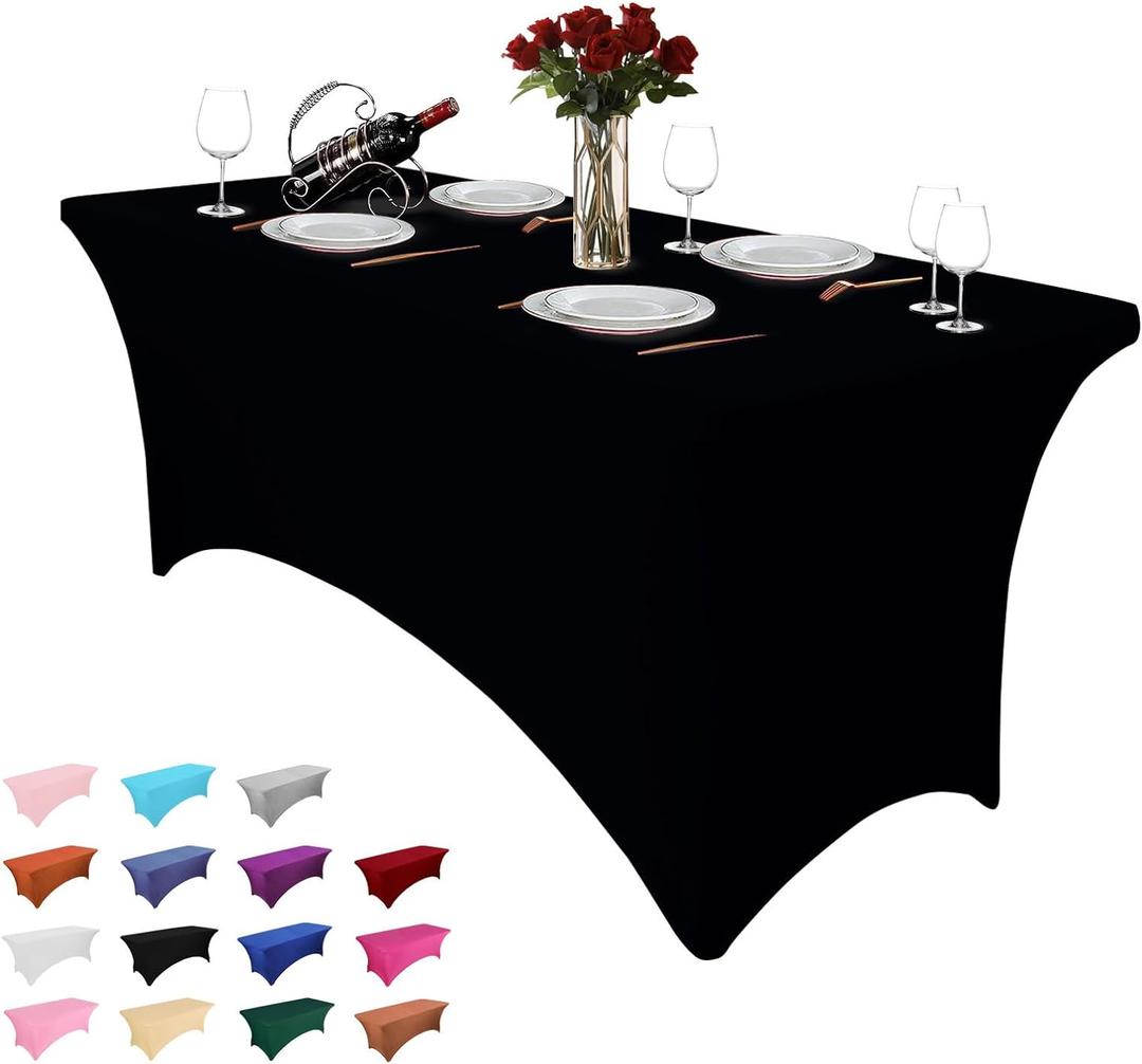 8FT Table Cloth for Rectangle Table Black Tablecloth Rectangular Fitted Stretch Spandex Table Covers 8 ft for Birthday, Cocktail, Wedding, Banquet Spring Summer Outdoor Party 8FT Table Cloth for Rectangle Table Black Tablecloth Rectangular Fitted Stretch Spandex Table Covers 8 ft for Birthday, Cocktail, Wedding, Banquet Spring Summer Outdoor Party