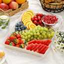 4-Pack Plastic 16" x 11" Large White Serving Trays Set - Reusable Serving Platters for Cookie, Appetizer, Charcuterie, Snack, Dessert, Party Food Display - Stackable Kitchen CounterTop Tray, BPA Free