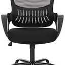 SMUG Office Computer Desk Chair, Ergonomic Mid-Back Mesh Rolling Work Swivel Task Chairs with Wheels, Comfortable Lumbar Support, Comfy Arms for Home, Bedroom, Study, Dorm, Student, Adults