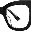 VOOGLAM Square Blue Light Glasses for Women Anti Eyestrain Dry Eyes Computer Phone TV Eyewear Faustyna (Black)