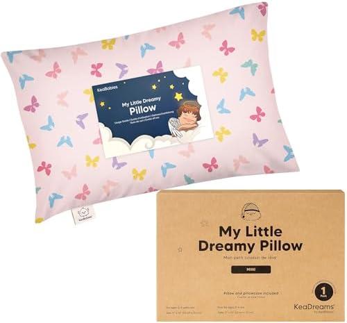 Mini Toddler Pillow with Pillowcase - 9x13 My Little Dreamy Travel Kids Pillow for Sleeping, Toddler Bed, Small, Tiny, Organic Cotton Pillowcase, Soft & Breathable, Kids 2-4 Years Old (Flutter)