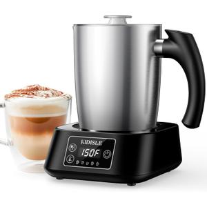 KIDISLE 5-in-1 Milk Frother and Steamer, 17oz Detachable Frother with Adjustable Temperature, Stainless Steel Milk Steamer, Hot & Cold Foam Maker for Coffee, Latte, Hot Chocolate, Dishwasher Safe