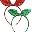 2PCS Christmas Bow Headband Green Monster Knotted Headwear Halloween Costume Hair Accessories New Year Party Gift (1 Count (Pack of 2))