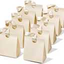 Vitalizart Paper Gift Bags With Ribbon Handles Set of 10 Cream White Bulk Reusable For Gift Wrap Girls Kids Birthday Bridal Shower Party Favors Goodie Bags Candy Christmas 5.91"x3.54"x7.28" Small Size