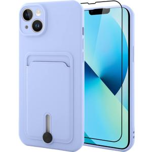 MZELQ TPU Wallet Compatible with iPhone 13 Case, Card Holder Camera Protection Cover + Screen Protector, Push-able Slot for Girls Women -Purple MZELQ TPU Wallet Compatible with iPhone 13 Case, Card Holder Camera Protection Cover + Screen Protector, Push-able Slot for Girls Women -Purple