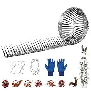 Comastbo40 Raccoon Squirrel Spikes Deterrent,Tree Squirrel Baffle for Bird Feeder Pole,.Avoid Cat,Deer,Pigeon Close to Wall Barns,Fence, Roof with Stainless Steel Bird Spikes Stripes