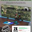 CCCEI Desk Organizer and Storage with Charging Station, Army Green Clamp on Table Pegboard, Gaming Standing Office Supplies Shelf Accessorie, Metal Peg Board Privacy Panels, Gifts for Men, 10FT.