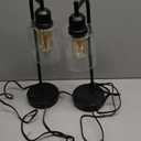 Industrial Touch Table Lamps for Bedrooms Set of 2 - 3-Way Dimmable Nightstand Lamps with USB C+A Ports and Outlet, Black Bedside Lamps with Glass Shade for Living Room, Desk Lamps for Home Office