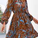 PRETTYGARDEN Women's Fall Boho Dresses 2026 Floral Long Sleeve V Neck Mini Flowy Wedding Guest Dress Trendy Vacation Outfits (M)