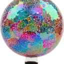 VOREEN Mosaic Solar Glass Gazing Ball, 10 Inch Colorful Gazing Globe, Handmade IP44 Waterproof Garden Decor Outdoor Ornament Sphere for Patio Lawn Yard, Gift for Mom Wife Friend (Cracked Texture-solar)