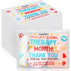60 Pcs Occupational Therapy Month Bag Gifts Bulk Appreciation Gift EVA Makeup Cosmetic Bag with Zipper Multi Purpose Cosmetic Pouch for Occupational Therapists Therapist Gift for Woman
