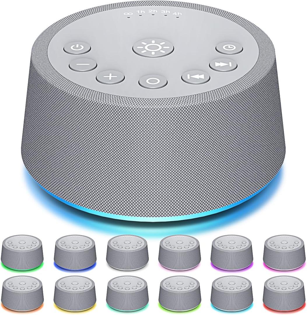 SoundLegend Sleep White Noise Sound Machines 32-Level Volume 30 Sounds 12 Colors Light 5 Timers Adjustable Light Brightness Compact for Everyone Travel Gift Memory Function