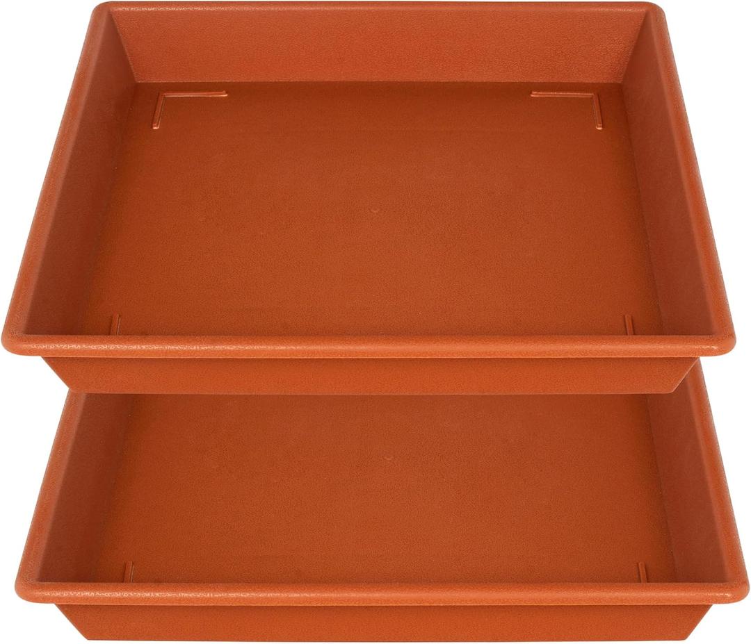 NIMYAU Square Plant Saucer 20 Inch 2 Pack, Large Plant Trays for Pots Heavy Duty Plastic Plant Saucers for Indoors Outdoors, Flower Pot No Holes Terracotta Plant Lover Gardening Gifts