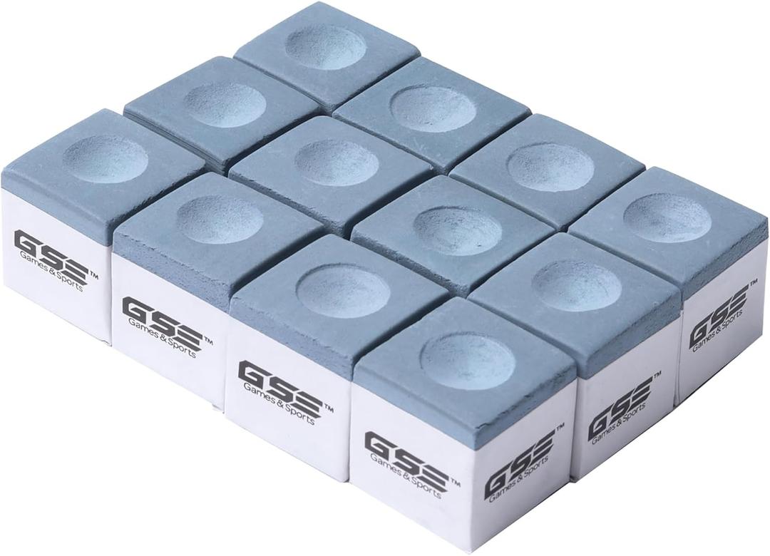 GSE Games & Sports Expert 12-Pack of Billiard/Pool Cue Chalks, Billiard Pool Table Accessories for Home/Tournament Use(Gray)