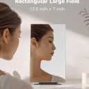 NEZZOE Rectangular Free-Standing Makeup Mirror, Frameless 1X Vanity Mirror with Adjustable Tilt, Metal Base, for Desk, Bathroom Countertop or Windowsill, 12 x 7 Inches
