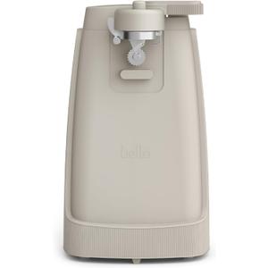 bella Electric Can Opener and Knife Sharpener, Removable Cutting Lever, Cord Storage, Stainless Steel Blade, Oatmilk