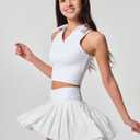 Pleated Tennis Skirts for Women with Shorts Pockets Mini Side Slit High Waisted Athletic Golf Workout Skirt Skort (White, M)