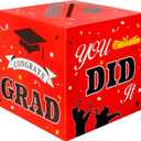 2 x Graduation Card Box, Graduation Decorations 2026 Red and Black, Red Graduation Box, Graduation Card Holder, Foldable Cardboard Congrats Grad Card Gift Box for Graduation Party Supplies Party Favors