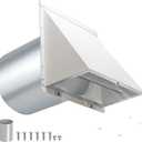 6 Inch Hooded Wall Vent with Screen and Damper,6 Inch Exhaust Vent Cover Cap for Outdoor Kitchen Range Hood Dryer Ventilation,Outside Wall Mount Extractor for House Air Exhaust,Galvanized Steel,White