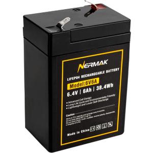 6V 6Ah LiFePO4 Lithium Battery, 2000+ Cycles Rechargeable Lithium Iron Phosphate Battery for Emergency Light, Lantern, Kids Ride On Car, Deer Game Feeder and More with BMS (F1 Terminals) 6V 6Ah LiFePO4 Lithium Battery, 2000+ Cycles Rechargeable Lithium Iron Phosphate Battery for Emergency Light, Lantern, Kids Ride On Car, Deer Game Feeder and More with BMS (F1 Terminals)