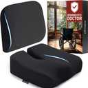 Elmara Doctor-Designed Wheelchair Seat Cushion Set is The Ultimate Comfort Solution  Thick Wheelchair Cushions Relieve Back & Sciatica Pain  Wheel Chair Cushions for Seniors, Wheelchair Pad (Black)
