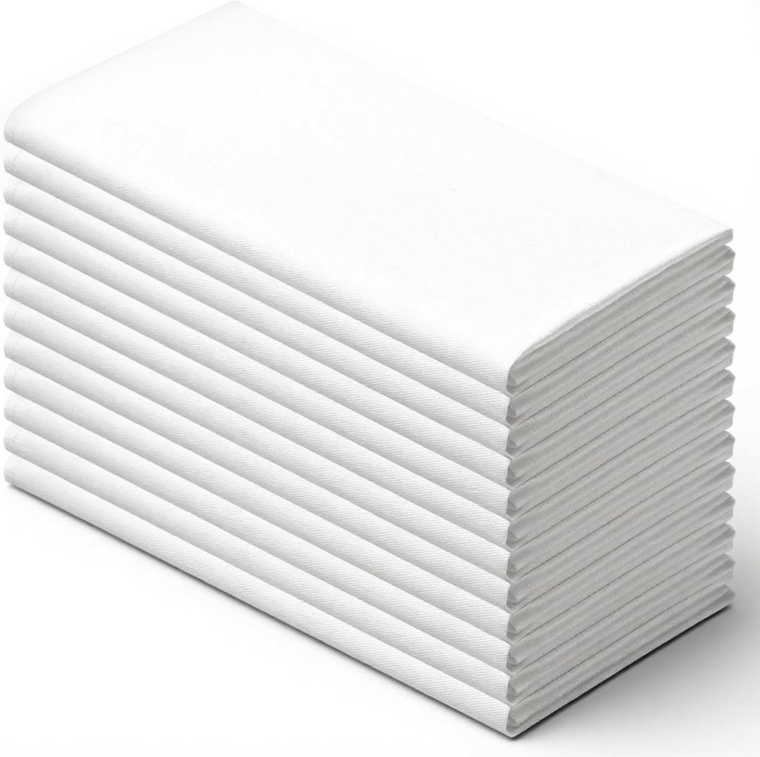 LemonRoad 12 Pack Kitchen Flour Sack Dish Towels 18''x18'' Natural Cotton Kitchen Towels White Highly Absorbent Cotton Tea Towel for Craft Quicking Dry for Bread Proofing, Baking, Crafting, Embroidery