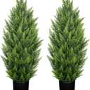 Briful 3FT Artificial Cedar Topiary Tree for Outdoors Potted Fake Cypress Tree UV Resistant Faux Evergreen Plants for Indoor Porch Garden Patio Gazebo Pergola Decor