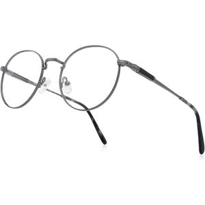 Round Reading Glasses for Women Men Vintage Retro Blue Light Blocking Computer Readers (Gray)