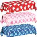 Oudain 3 Sheets Hawaii Hibiscus and Tropical Leaves Tablecloth Birthday Party Decorations Blue Alien Cartoon Table Covers for Birthday Party Supplies (Red, Blue, Pink)