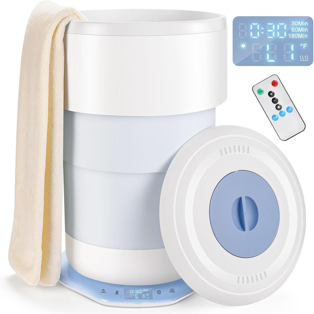 Towel Warmer for Bathroom - 23L Foldable Towel Warmer Bucket with Timer, Remote Control, Auto Shut Off, Fits Up to Two 40"X70" Oversized Towels, Bathrobes, Blankets, Perfect for Home and Spa