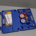 Orion Motor Tech AC Gauges, AC Manifold Gauge Set for R134a R12 R22 R502, 3 Way Automotive AC Gauge Set with Antishock Gauges Hoses Couplers Adapter, Puncturing Can Tap Freon Recharge Kit