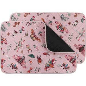 IEUUMLER Washable Pee Pads for Dogs, 2 Pack Insect Pattern Reusable Waterproof Puppy Potty Pads, Non-Slip Absorbent Pet Training Pads for Playpen Crate Bed EU014 (Pink)