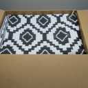 Favoyard Outdoor Rug 5x8 ft Waterproof Reversible Patio Plastic Straw Rugs for Decor Clearance Outside Large RV Camping Area Carpet Mat for Porch Deck Balcony Pool Backyard Picnic Beach Camper Door (Black & White)