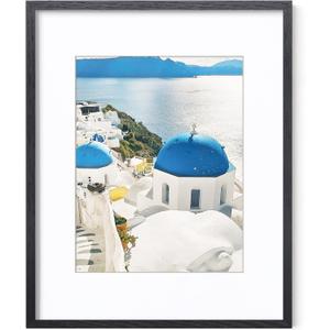 Axeman 16x20 Picture Frame with Mat for 11x14, Solid Oak Wood Poster Frame with Tempered Glass for Home Decor, Wooden 16x20inch Photo Frame for Art Photo and Prints, Wall Hook Included, Black