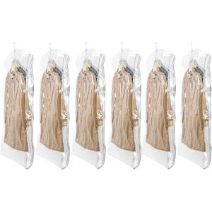TAILI Hanging Vacuum Sealer Storage Space Saver Bags for Clothing, Suits and Jackets, Closet Organizers, 6 Pack Jumbo Clear